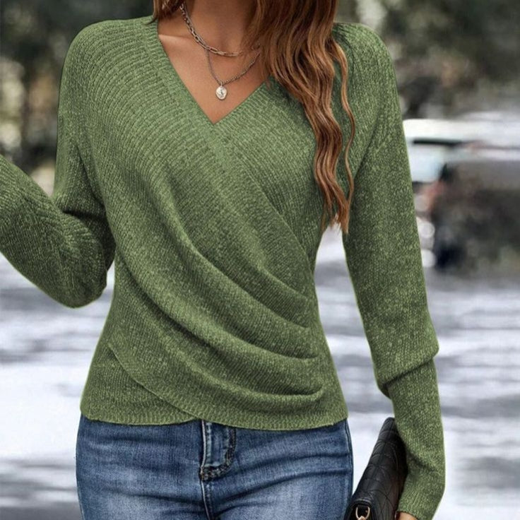 Cathy™ | Knitted Long Sleeve V-Neck Sweater